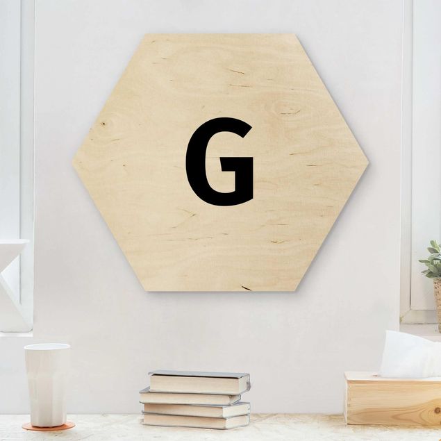 Hexagons houten schilderijen Letter G White