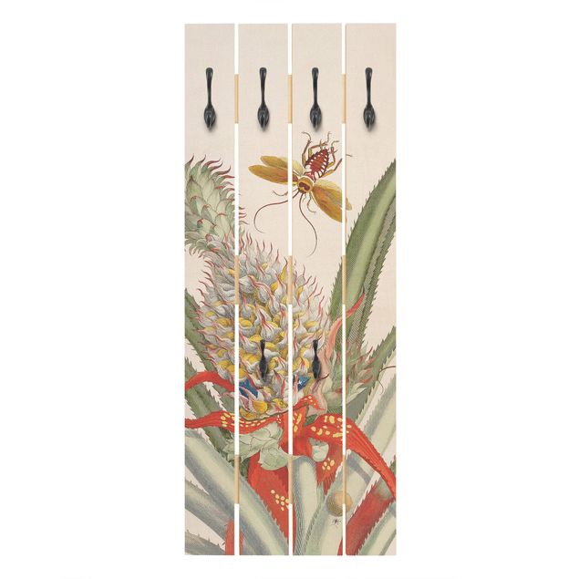 Wandkapstokken houten pallet Anna Maria Sibylla Merian - Pineapple With Insects