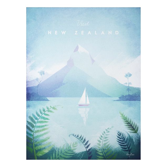 Aluminium Dibond schilderijen Travel Poster - New Zealand