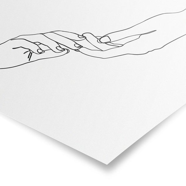 Posters Line Art Hands Touching Black And White
