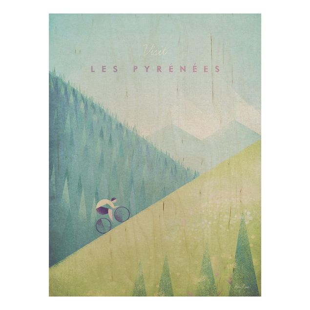 Houten schilderijen Travel Poster - The Pyrenees