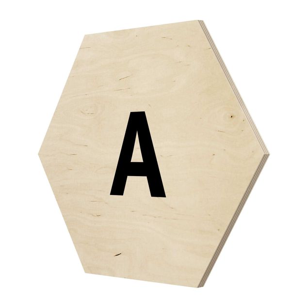 Hexagons houten schilderijen Letter White A