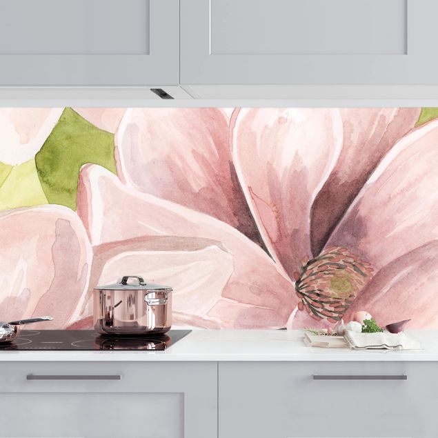 Achterwand voor keuken bloemen Magnolia Blushing II