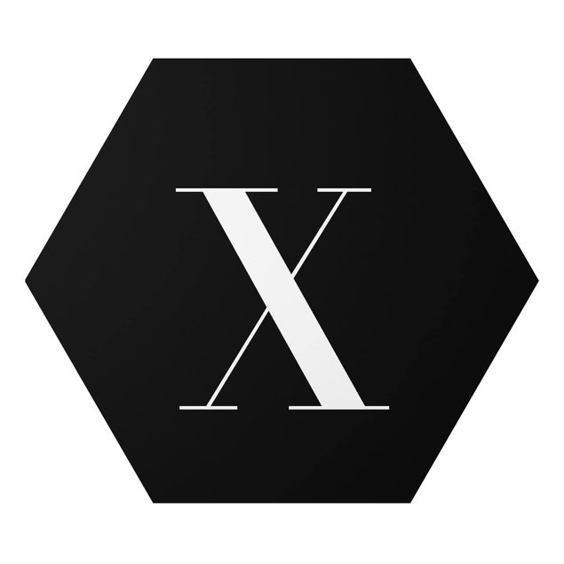 Hexagons Aluminium Dibond schilderijen Letter Serif Black X