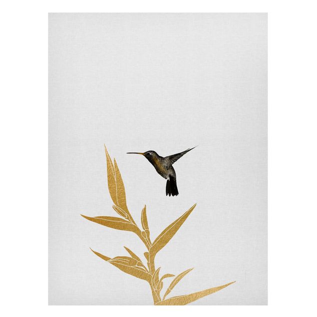 Magneetborden Hummingbird And Tropical Golden Blossom II