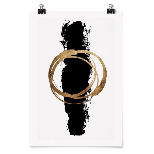 Posters Abstract Shapes - Gold And Black