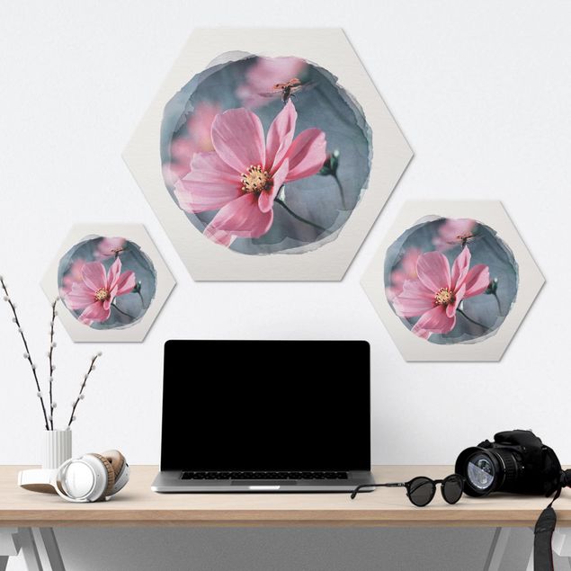 Hexagons Aluminium Dibond schilderijen Water Colours - Ladybug On Startup
