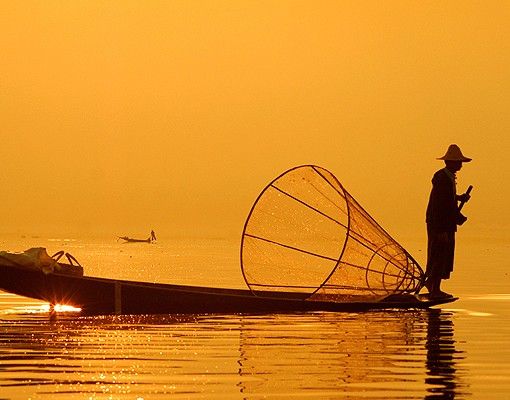 Tegelstickers Fisherman And Sunrise