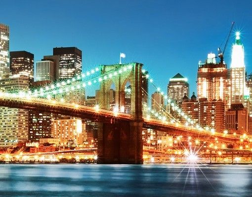 Tegelstickers Nighttime Manhattan Bridge