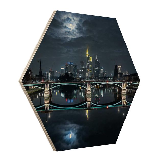 Hexagons houten schilderijen Frankfurt At Full Moon