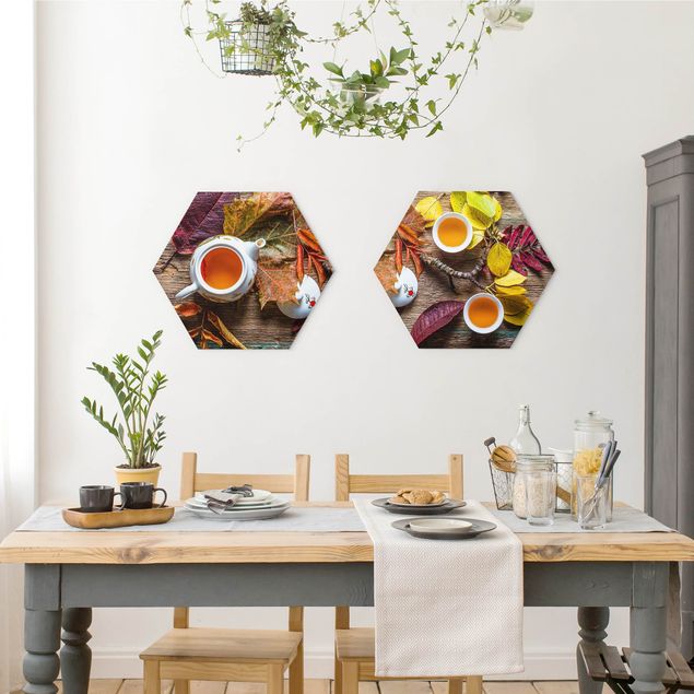 Hexagons Forex schilderijen - 2-delig Tee In September