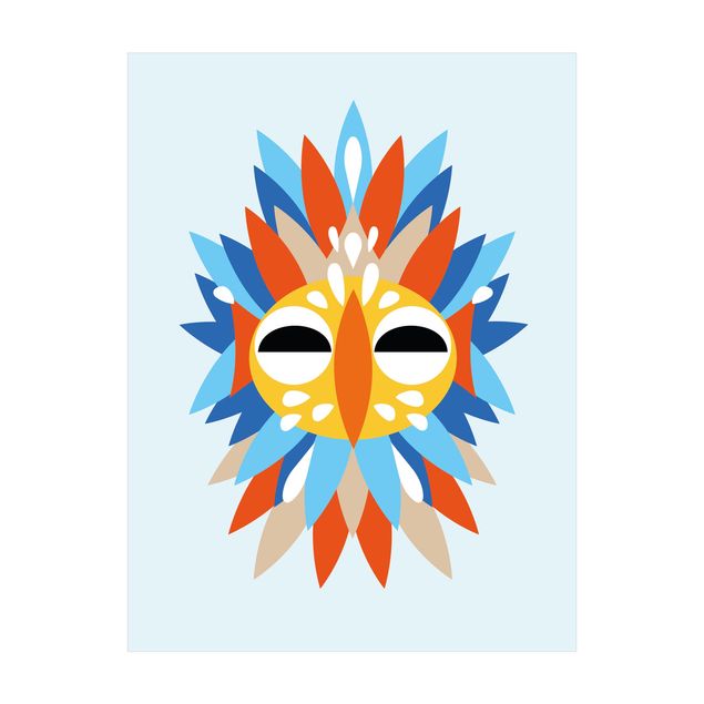 Vinyl tapijt Collage Ethnic Mask - Parrot