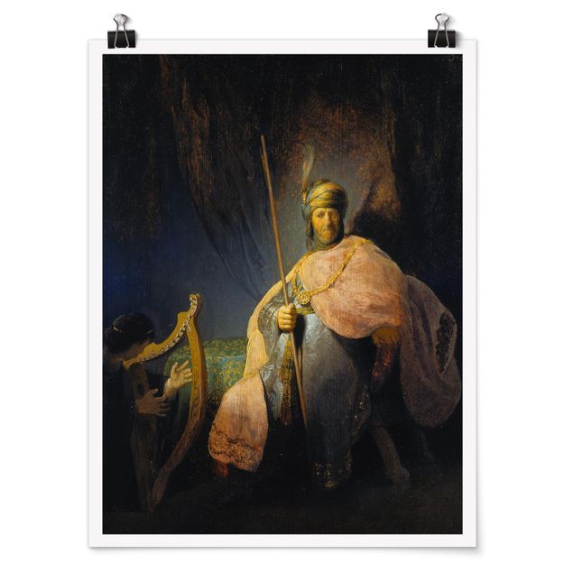 Posters Rembrandt van Rijn - David playing the Harp to Saul