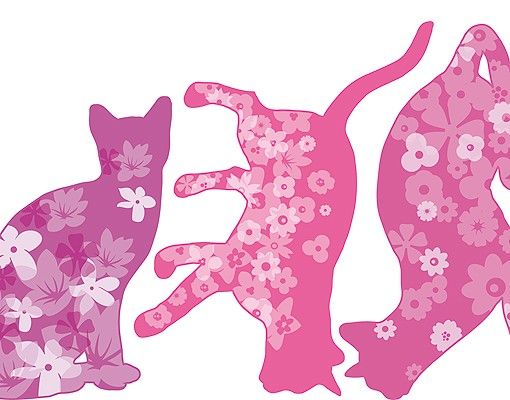 Muurstickers No.RS97 Cats With Blossoms