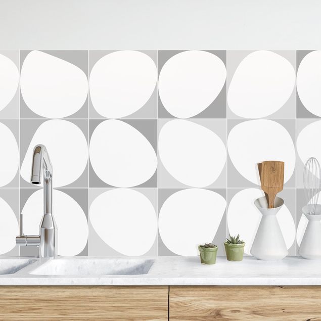 Achterwand voor keuken patroon Oval Tiles - Grey