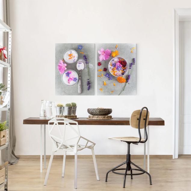 Canvas schilderijen - 2-delig  Flowers with sugar