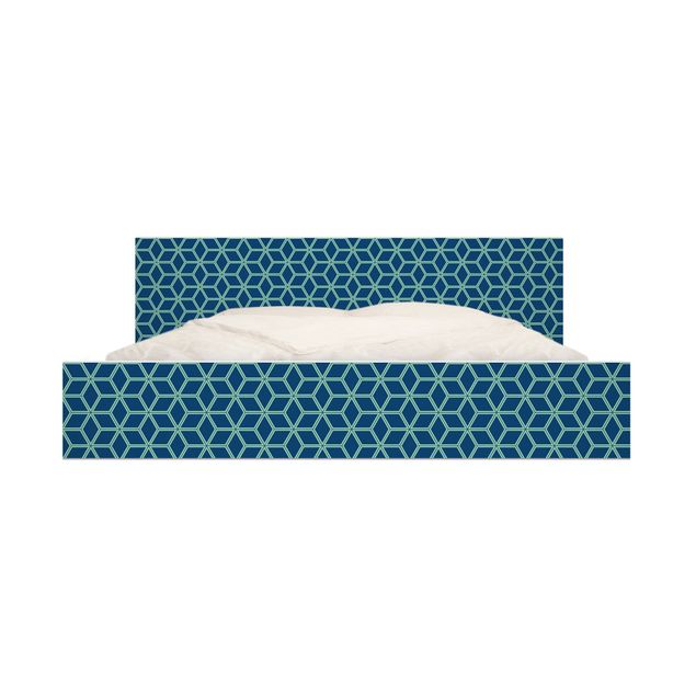 Meubelfolie IKEA Malm Bed Cube pattern Blue