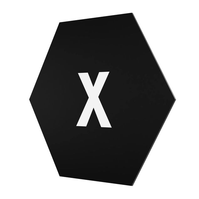 Hexagons Aluminium Dibond schilderijen Letter Black X