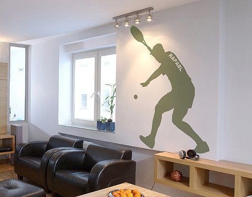 Muurstickers Wall Decal no.RS116 Customised text Tennis Player