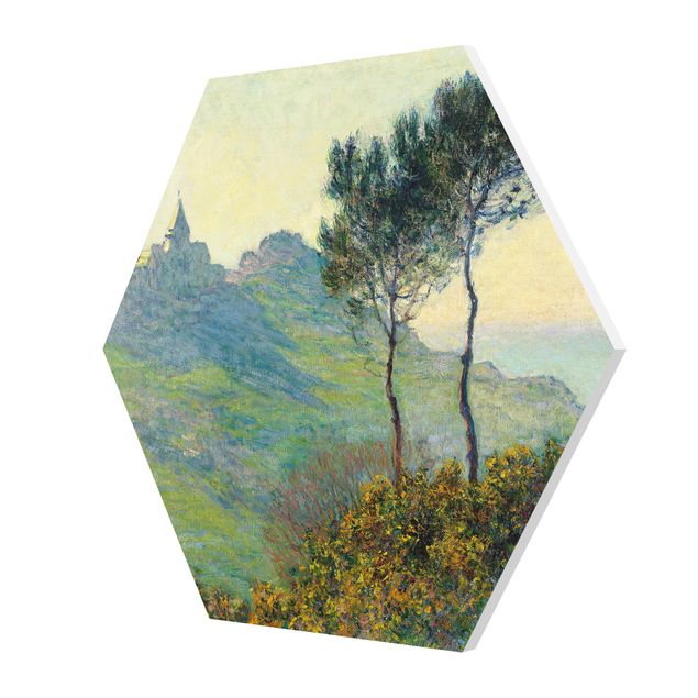 Hexagons Forex schilderijen Claude Monet - The Church Of Varengeville At Evening Sun