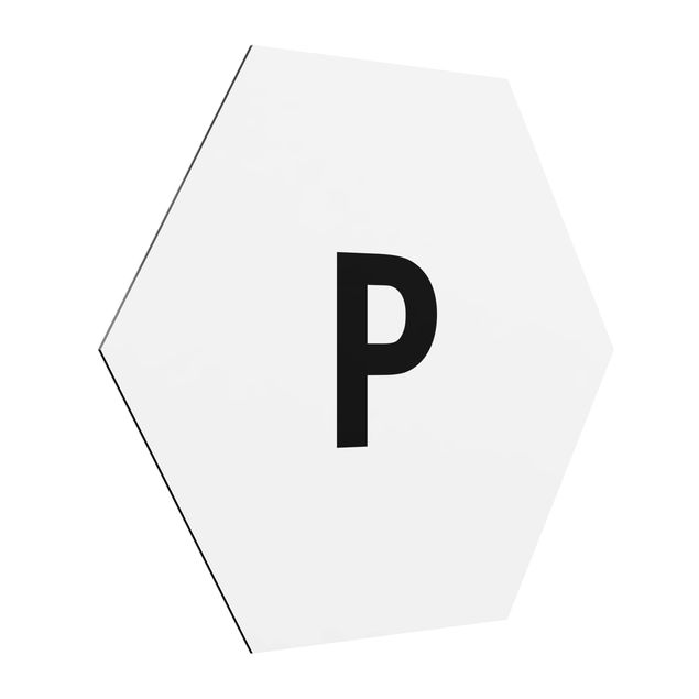 Hexagons Aluminium Dibond schilderijen Letter White P