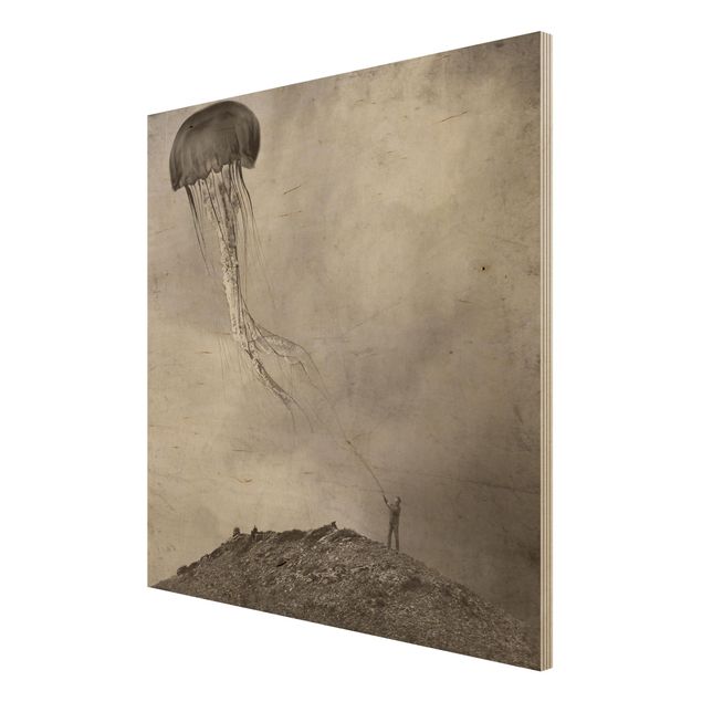 Houten schilderijen Flying Medusa