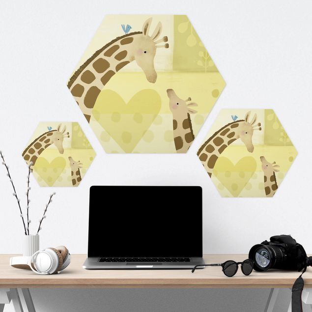 Hexagons Forex schilderijen Mum And I - Giraffes