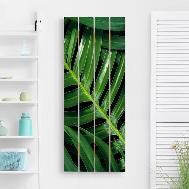 Houten schilderijen op plank Tropical Leaves Philodendron