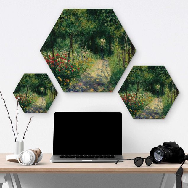 Hexagons houten schilderijen Auguste Renoir - Women In A Garden
