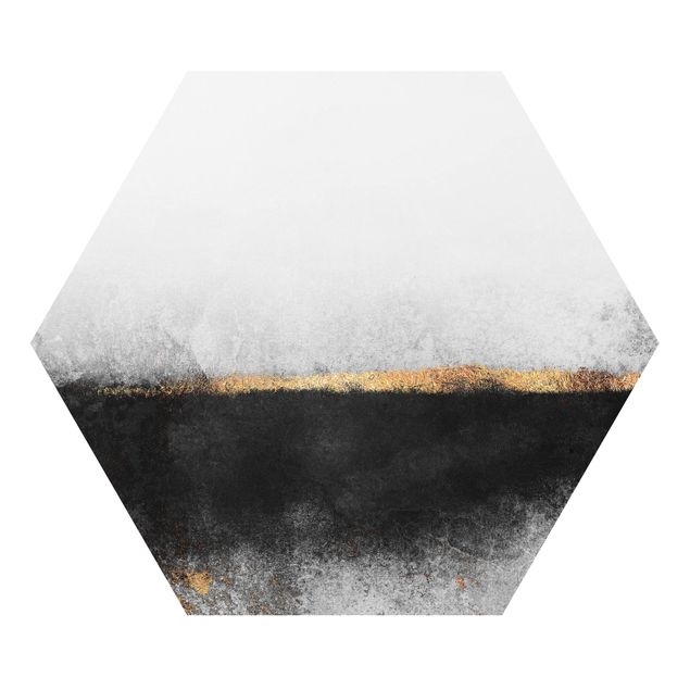 Hexagons Forex schilderijen Abstract Golden Horizon Black And White