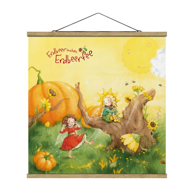 Stoffen schilderij met posterlijst Little Strawberry Strawberry Fairy - A Sunny Day