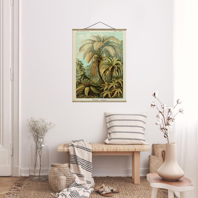 Stoffen schilderij met posterlijst Botany Vintage Illustration Leaves Ferns