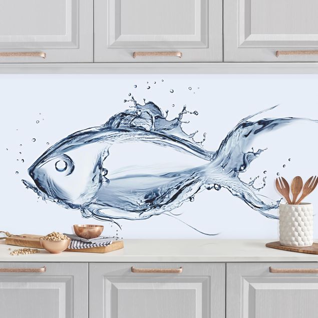 Achterwand voor keuken dieren Liquid Silver Fish II