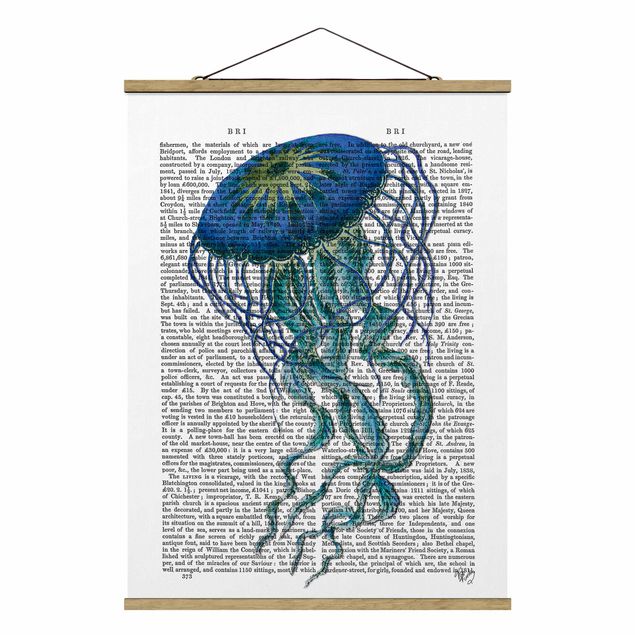 Stoffen schilderij met posterlijst Animal Reading - Jellyfish