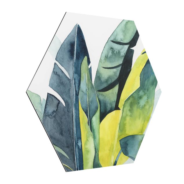 Hexagons Aluminium Dibond schilderijen Tropical Foliage - Banana
