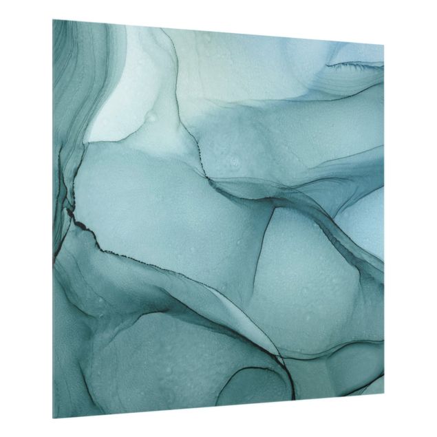 Spritzschutz Glas - Melierte Blautanne - Quadrat 1:1