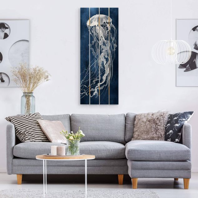 Houten schilderijen op plank Jellyfish Dance II