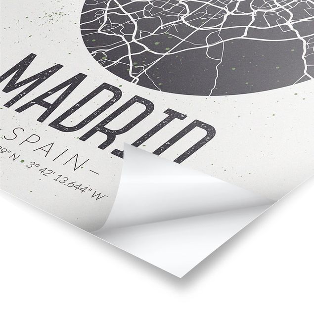 Posters Madrid City Map - Retro