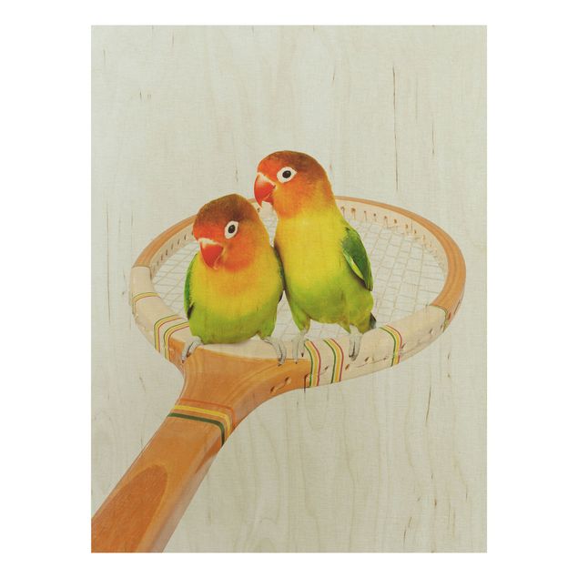 Houten schilderijen Tennis With Birds