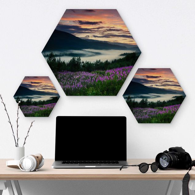 Hexagons houten schilderijen Heavenly Valley In Norway