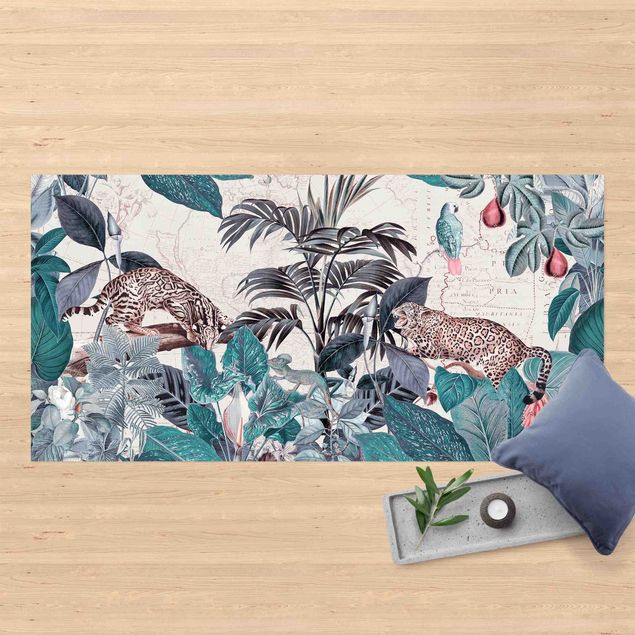 balkon tapijt Vintage Collage - Big Cats In The Jungle