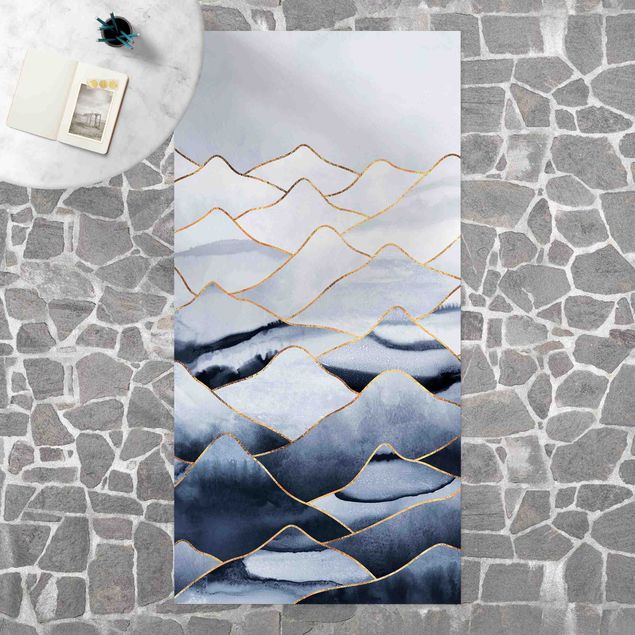 lopers Watercolour Mountains White Gold