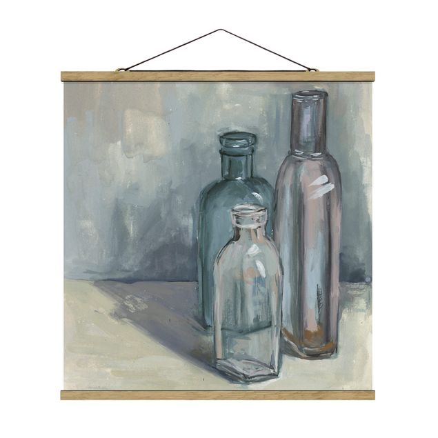 Stoffen schilderij met posterlijst Still Life With Glass Bottles I