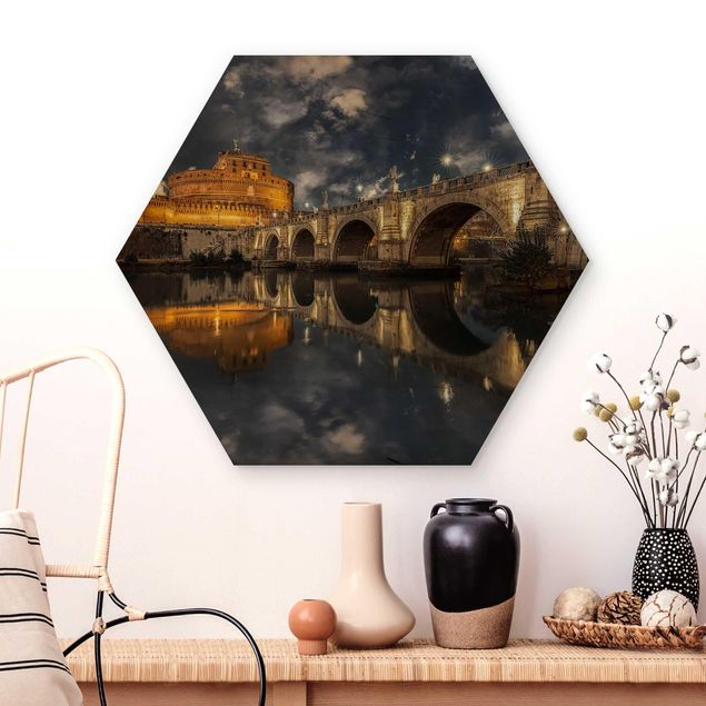 Hexagons houten schilderijen Ponte Sant'Angelo In Rome