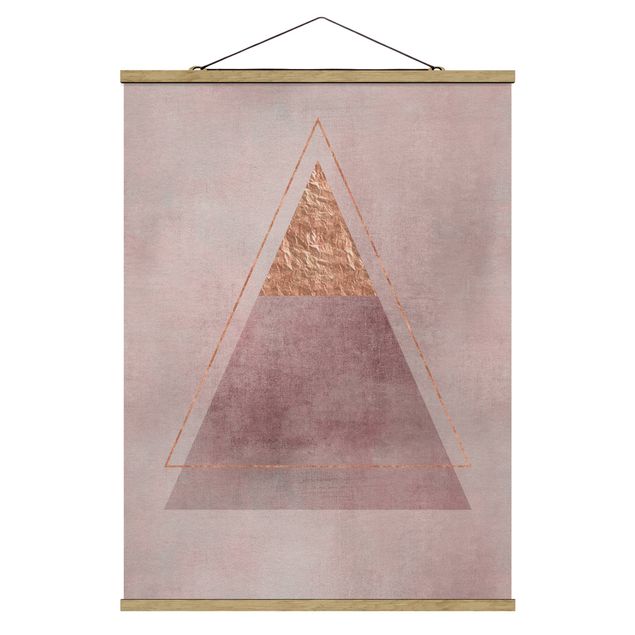Stoffen schilderij met posterlijst Geometry In Pink And Gold II