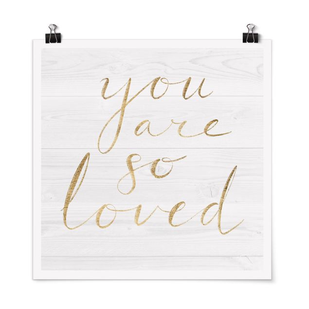 Posters Wooden Wall White - Loved