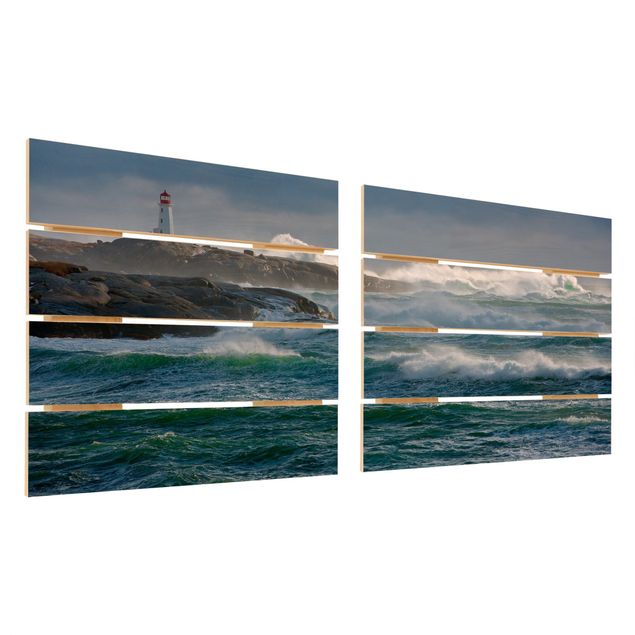 Houten schilderijen op plank - 2-delig In The Protection Of The Lighthouse