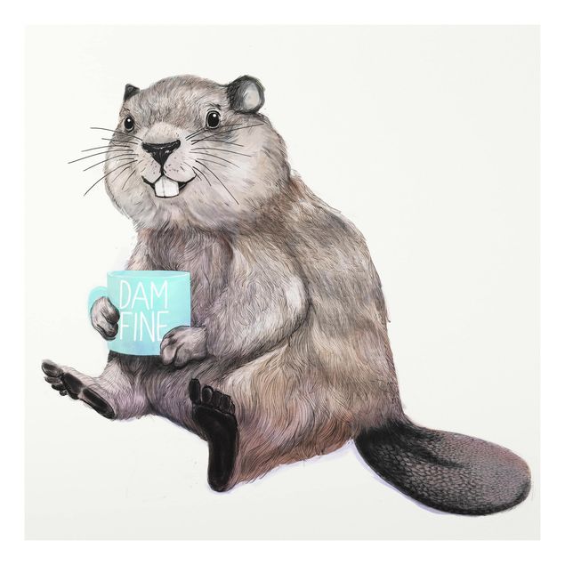 Forex schilderijen Illustration Beaver Wit Coffee Mug