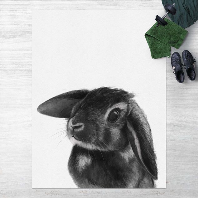 Balkonkleden Illustration Rabbit Black And White Drawing
