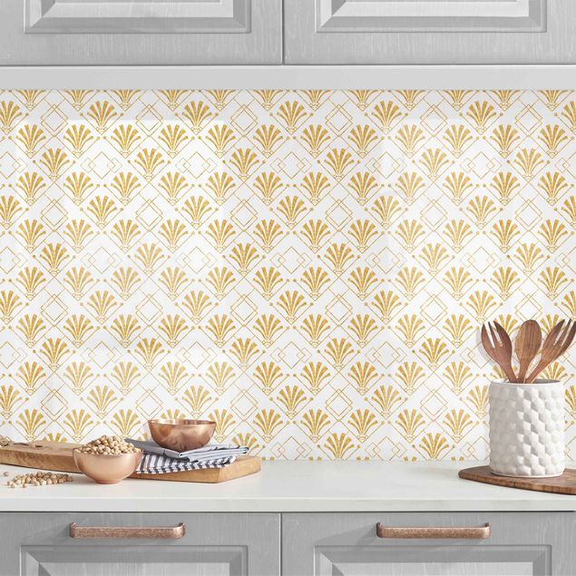 Achterwand voor keuken patroon Glitter Optic With Art Deco Pattern In Gold II